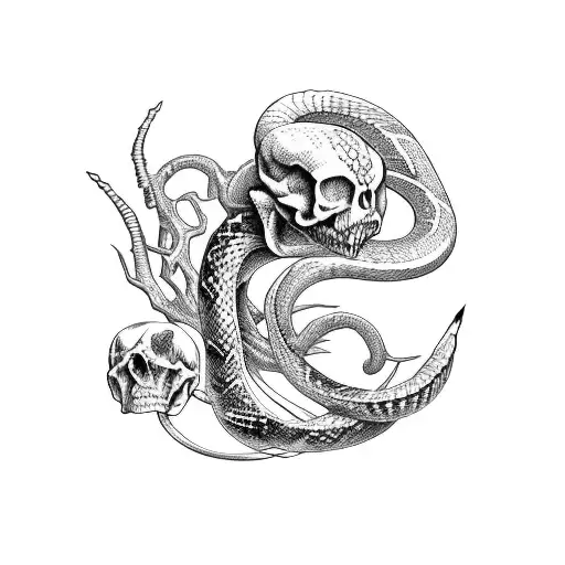 Demonic Snake With Bones