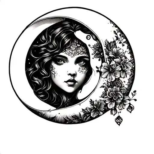 Elegant Lady In The Moon