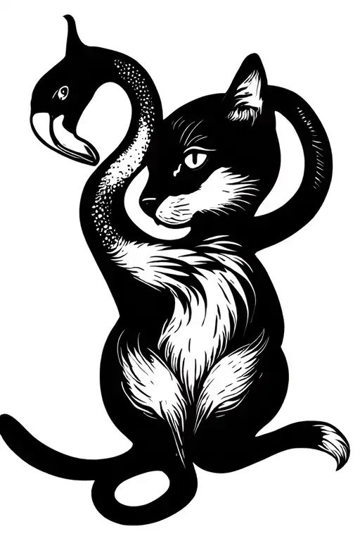 Flamingo Playing With Cat