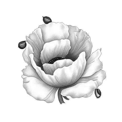 Poppy Flower Take By Black Lines