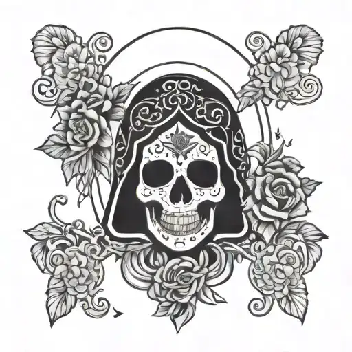 Incorporate Traditional Mexican Symbols Of Death Into A Tattoo Featuring La Santa Muerte