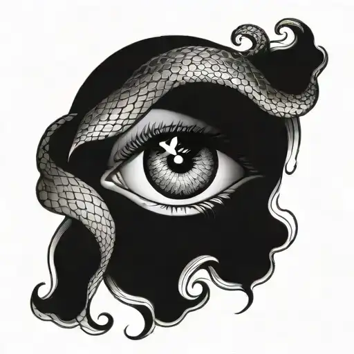 Eye And Snake Wrapped Round