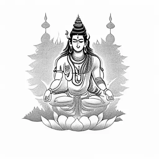 Lord Shiva Meditating In A Serene Forest
