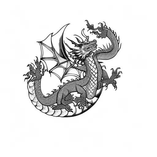 Dragon Schlange Mit Mond