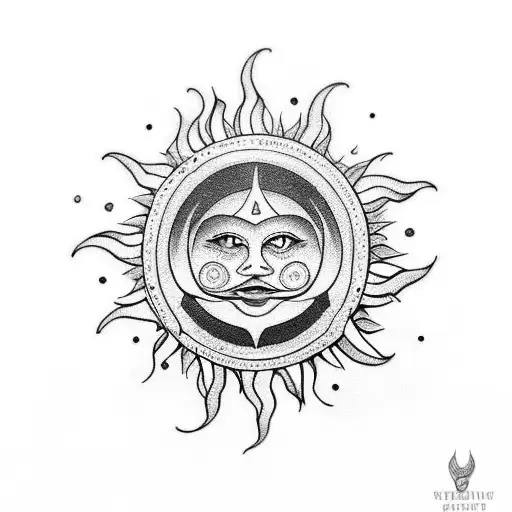 A Unique Design Combining Sun And The Aquarius Symbol