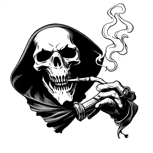 A Traditional Style Reaper Smoking A Joint