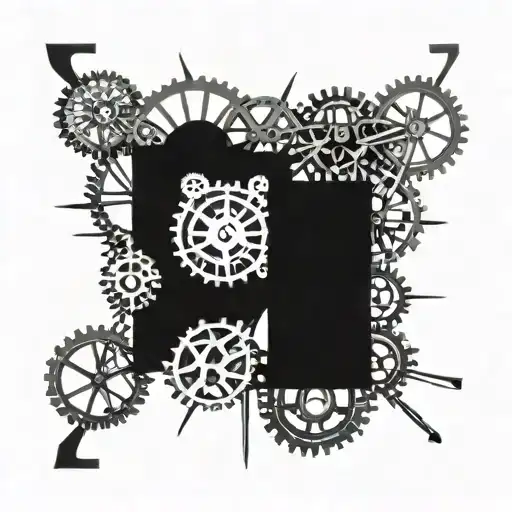 Ancient Egyptian Hieroglyphics Intertwined With Gears And Machinery