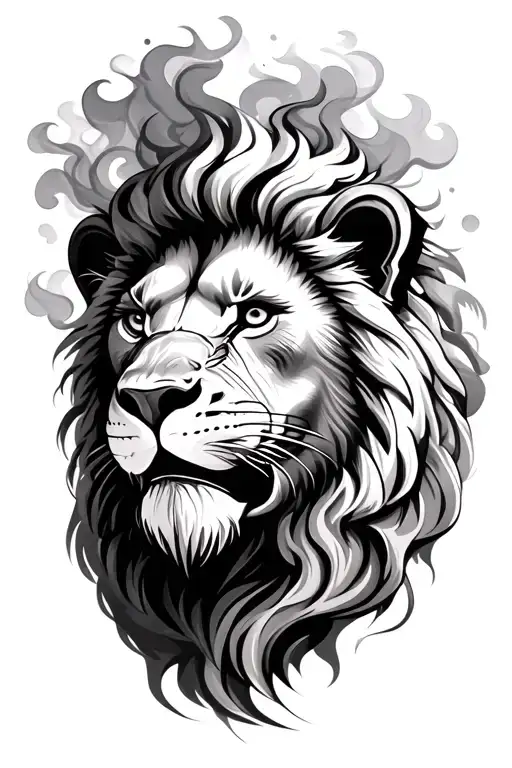 Lions Face Made Of Smoke Rising