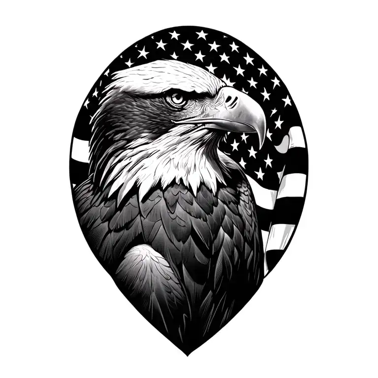 American Flag Intertwined Bald Eagle