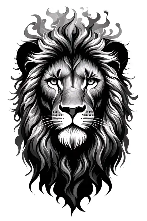 Lions Face With Mane Made Of Smoke Forming The Shape