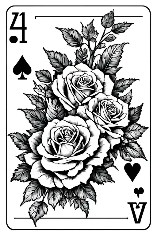 Cards And Roses And Roman Numbers
