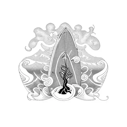 Family Tree And Surf Wave