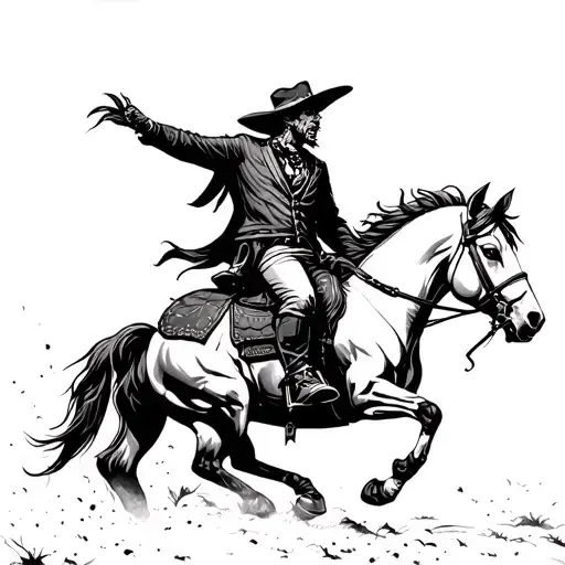 A Demonic Cowboy Riding A Horse