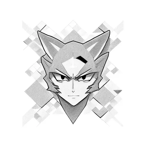 A Collage Of Iconic Anime Characters In A Black And White Mosaic Design