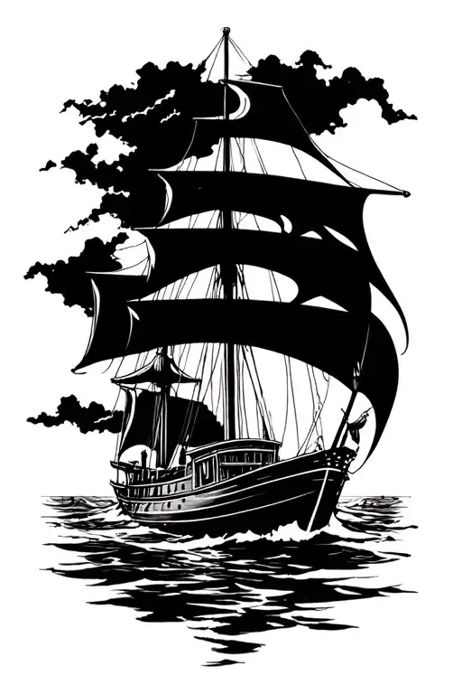 Lettering-style Abstract Boat Sailing