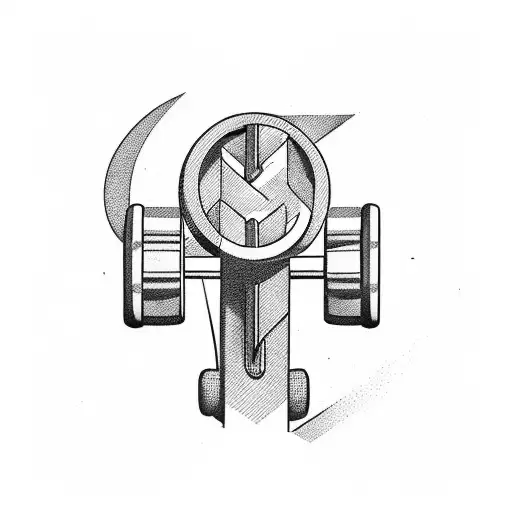 A Weightlifting Barbell And A Barber's Chair Combined In An Abstract Way