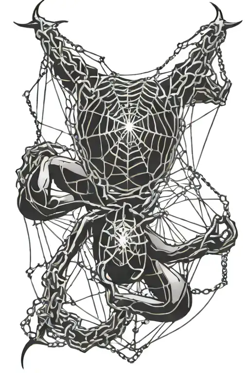 Body Shaping Spider And Spiderweb Made Of Chains