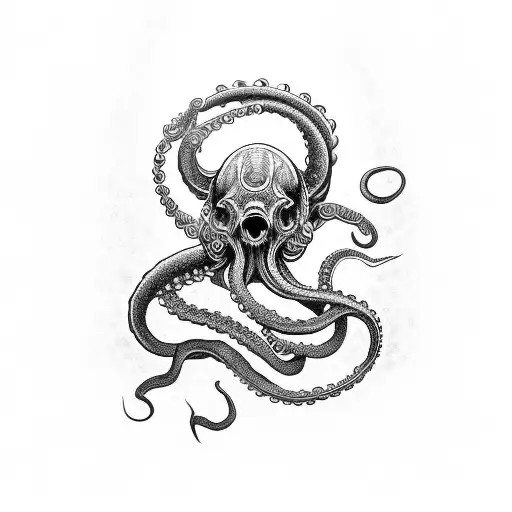 Sleeve With Tentacles Leading To A Broken Skull