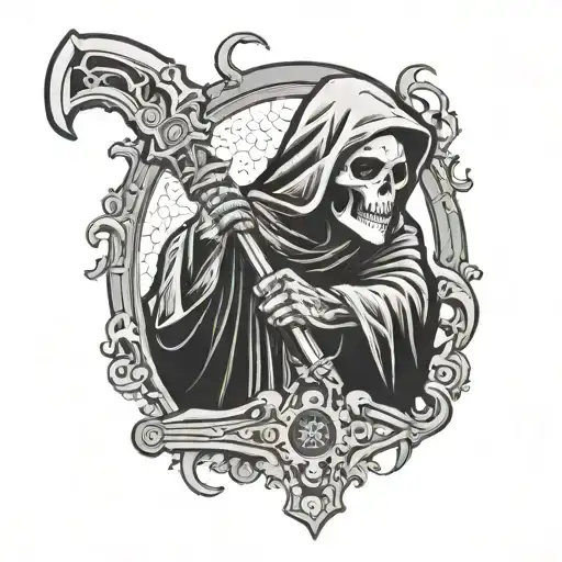 Grim Reaper Holding Ratchet Wrench And 10Mm Socket