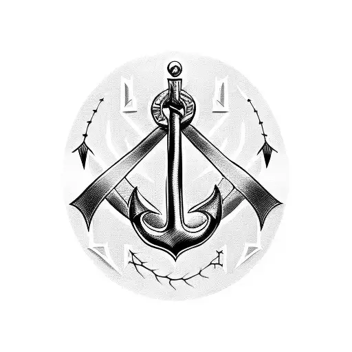 Create A Tattoo Design That Incorporates An Anchor And Arrow In A Blackwork Style