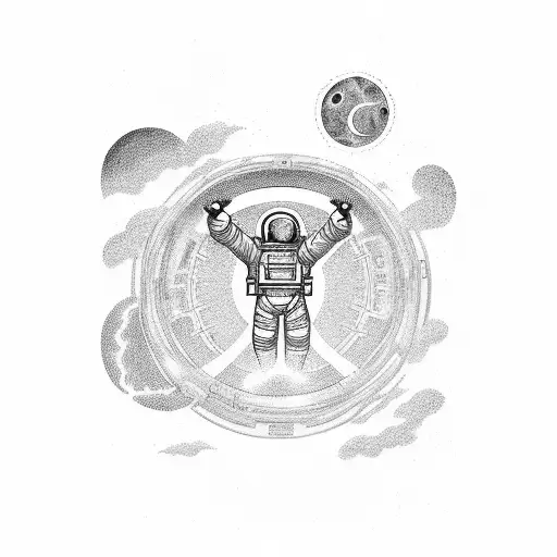 Astronaut Floating Among Celestial Machinery
