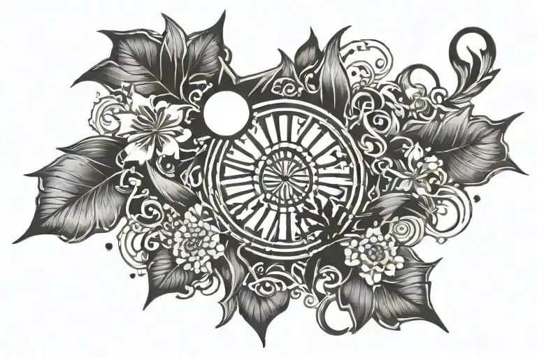 Rising Sun With The Word Dsj And Stars Arround Along With Clover Leaf