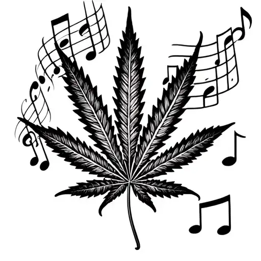 A Stylized Marijuana Leaf Intertwined With Musical Notes