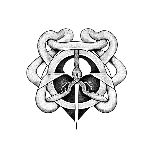 Deathly Hallows Symbol Intertwined With A Snake In Slytherin Colors