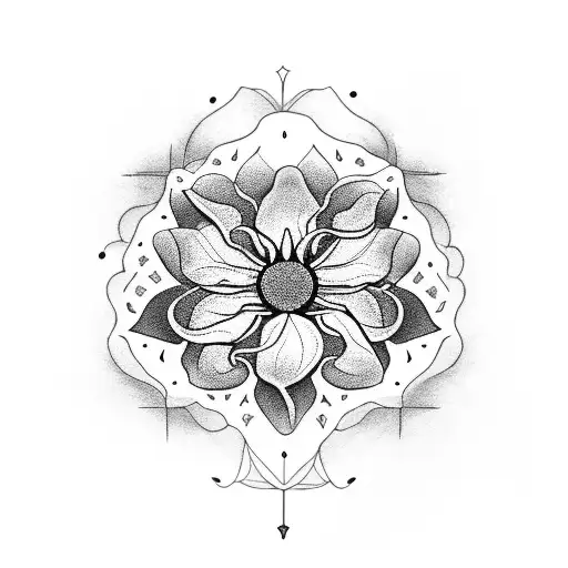 A Blackwork Tattoo Of A Moonflower Blooming In Outer Space