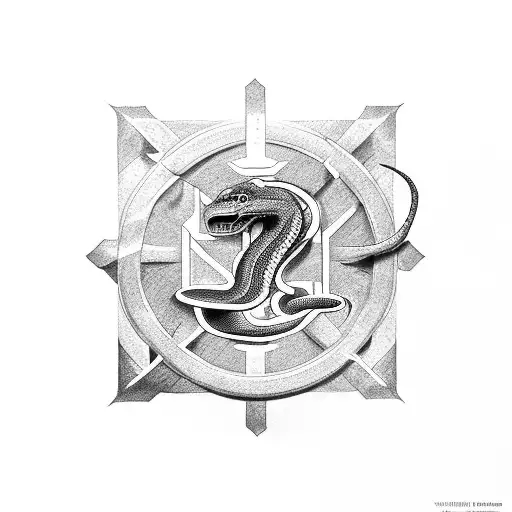 2001 Roman Numeral With Snake Wrapping Around It