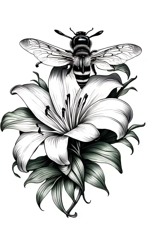 Lily Flower And Bee
