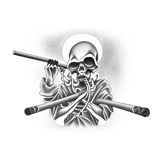 Grim Reaper Smoking Weed In The Dark Under A Tree