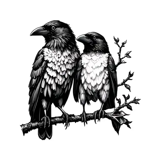 Two Headed Crow Perched On A Branch