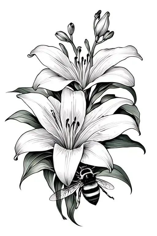 Lily Flower And Bee
