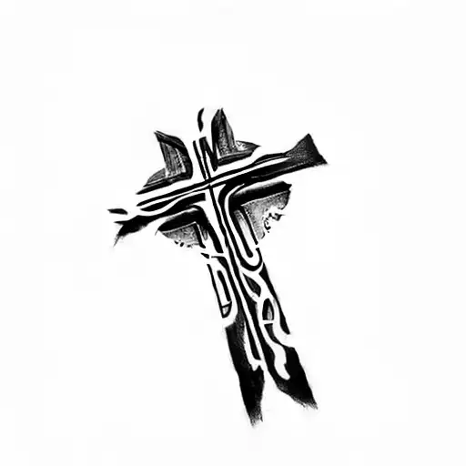 A Tattoo Of A Cross With A Quote On It