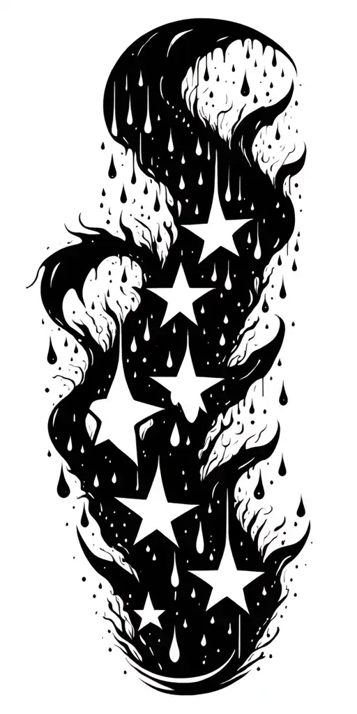 Stars Cascading Into A Waterfall That Turns Into Rain Drop