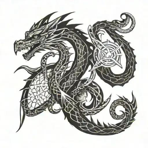 Dragon And Ankh Symbol