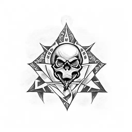 Skull With Satanic Symbols