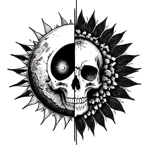 Half Moon Half Sun Skull