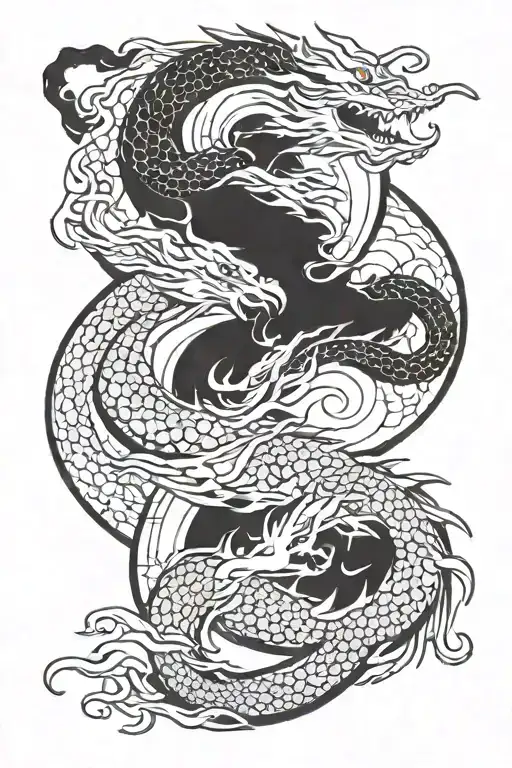 Ying Yang Dragon Simple