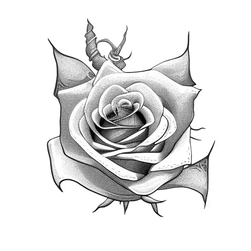 Rose With Stem And Rope