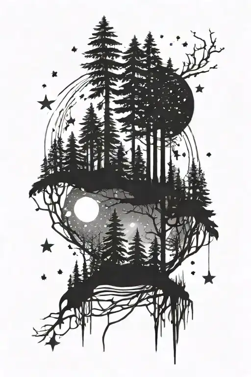 Night Forest With Stars