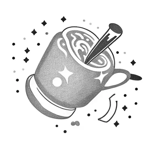 A Pixelated Coffee Cup Floating In A Galaxy Filled With Stars And Planets