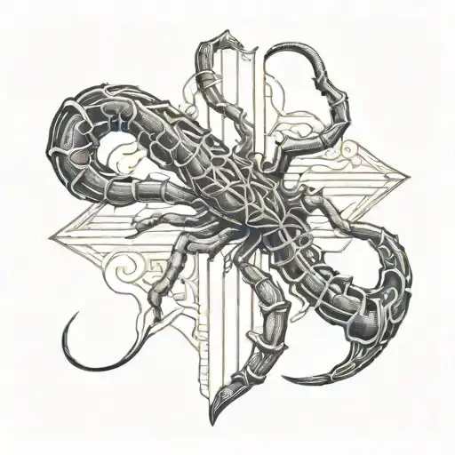 Cross With A Scorpion With Symbol