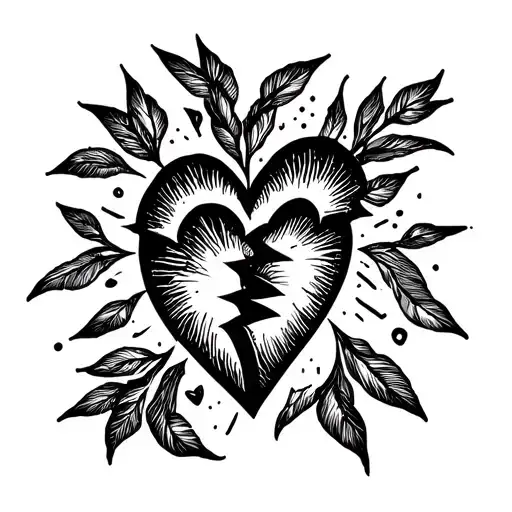 Broken Heart Shaped Line Outlining The Design