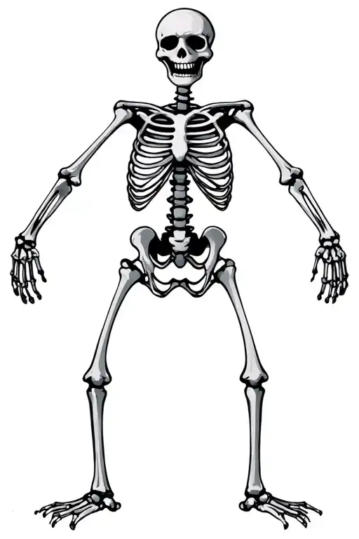 Simple Scary Skeleton With The Bones Floating And His Body