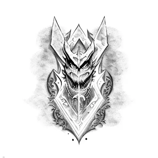 Dark Lettering Skyrim Alduin Blackwork Terror