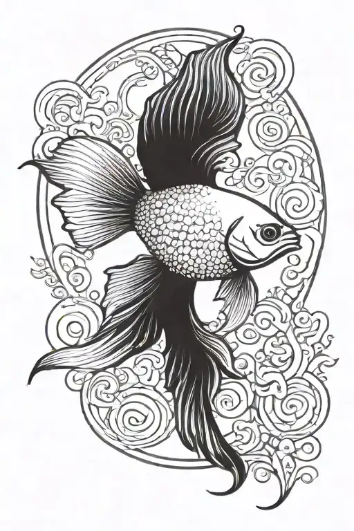 Black And White Beta Fish Swimming In A Circle