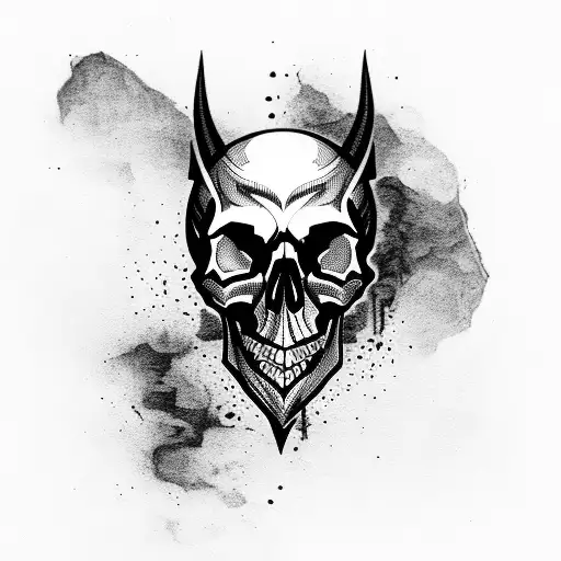 Skull With Black Metal Lettering