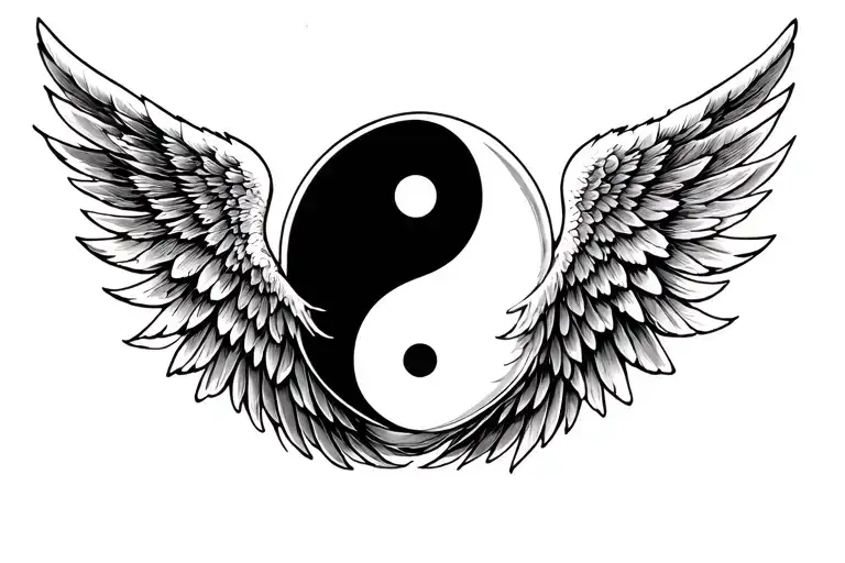 Yinyang Formed From An Angel Wing And A Demons Wing